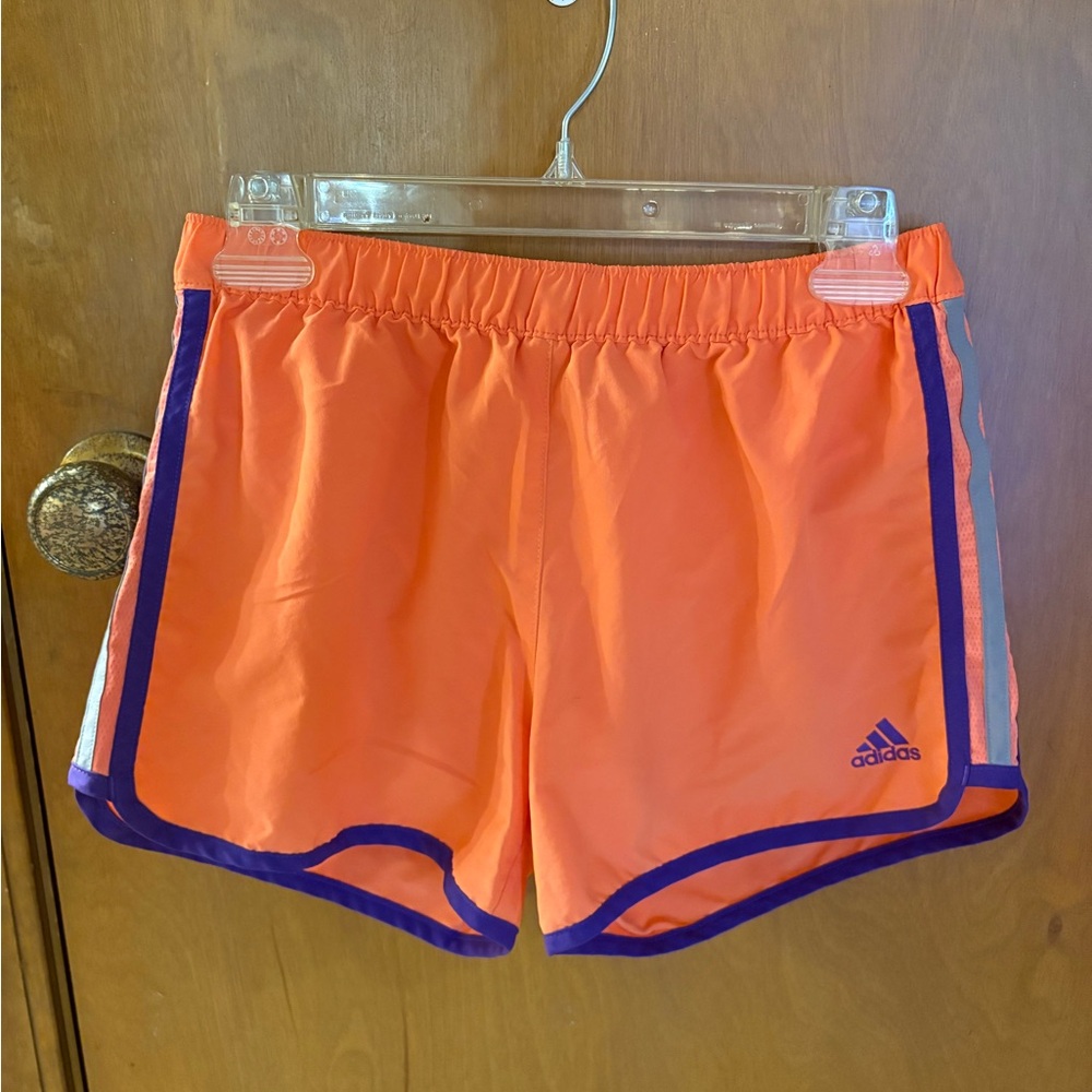 Adidas Women's Athletic Shorts in Orange and Purple